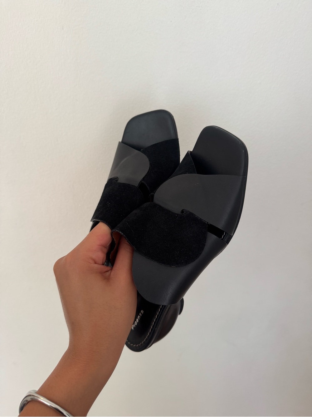 Proenza Schouler Black Leather Open-Side Sculptural Heel Mule